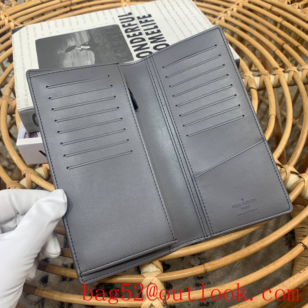Louis Vuitton LV Men Monogram Shadow Leather Brazza Wallet Purse M81335 Gray