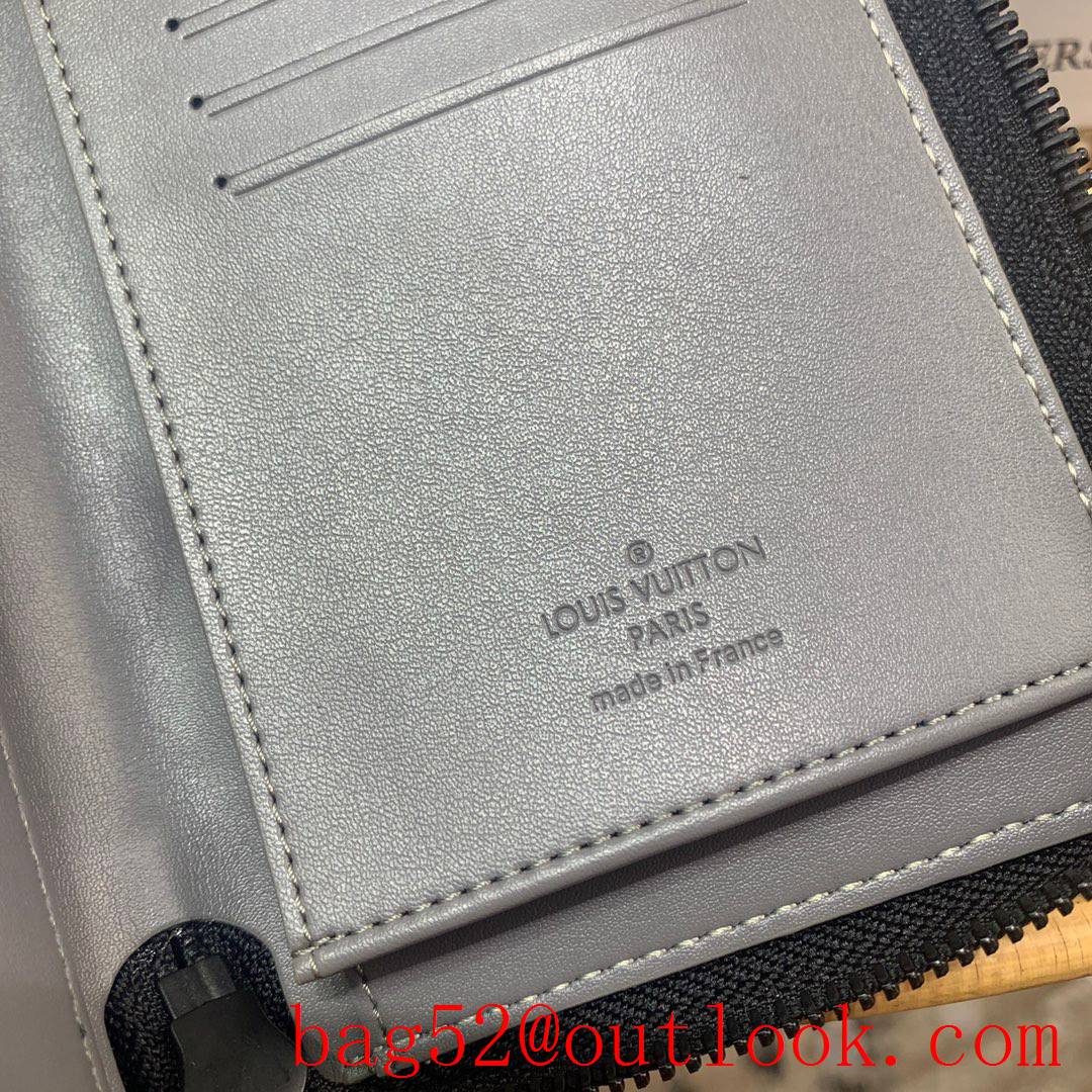 Louis Vuitton LV Men Monogram Shadow Leather Zippy Vertical Wallet Purse M81384 Gray