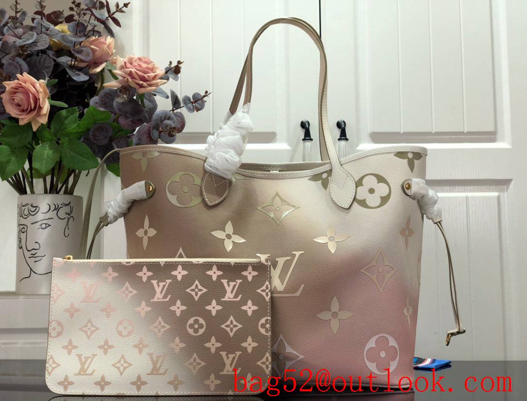 Louis Vuitton LV Monogram Canvas Neverfull MM Tote Bag Handbag M59859 Sunset Kaki