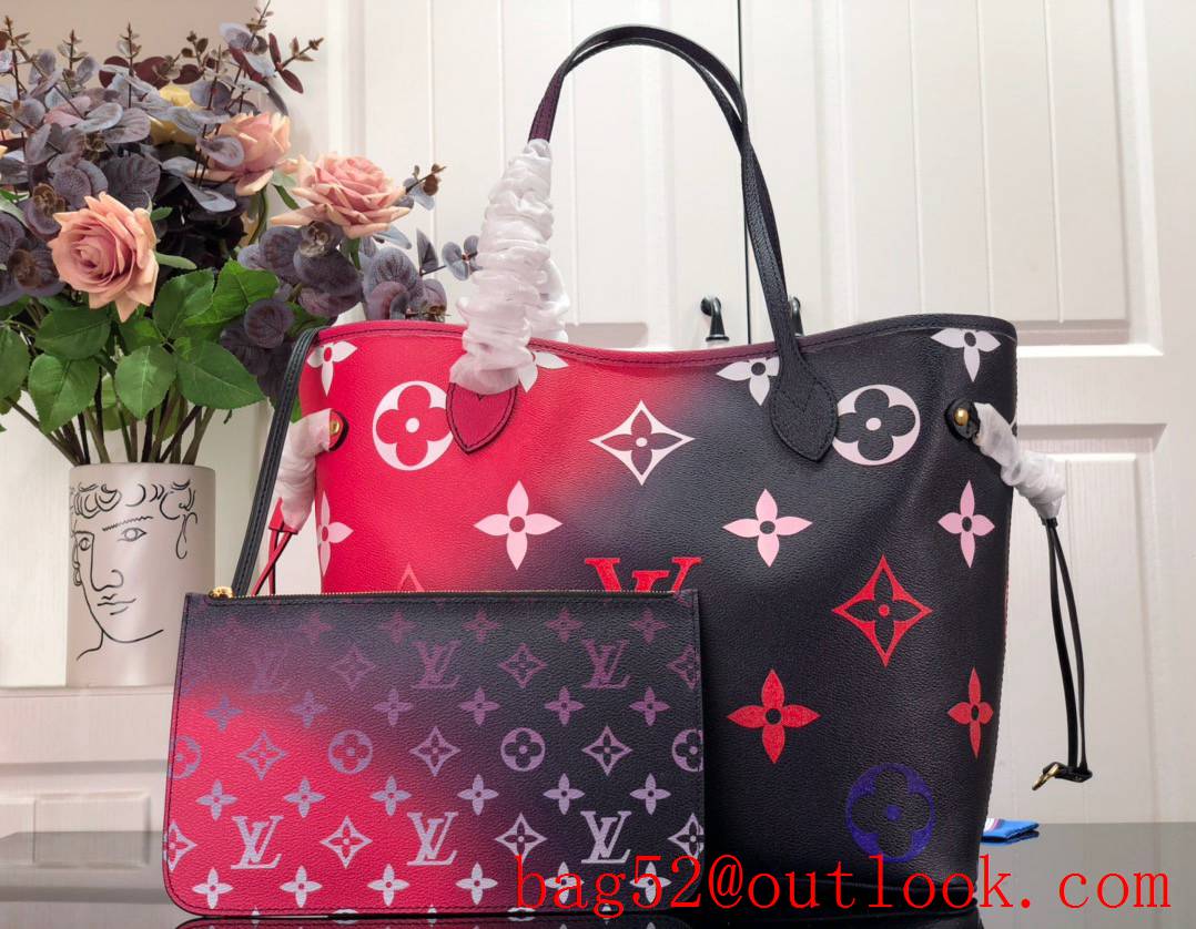 Louis Vuitton LV Monogram Canvas Neverfull MM Tote Bag Handbag M20511 Midnight Fushsia