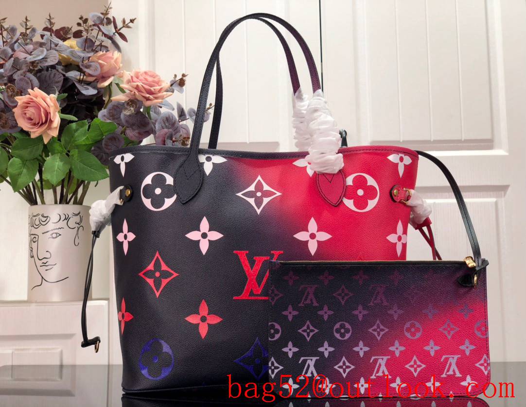 Louis Vuitton LV Monogram Canvas Neverfull MM Tote Bag Handbag M20511 Midnight Fushsia