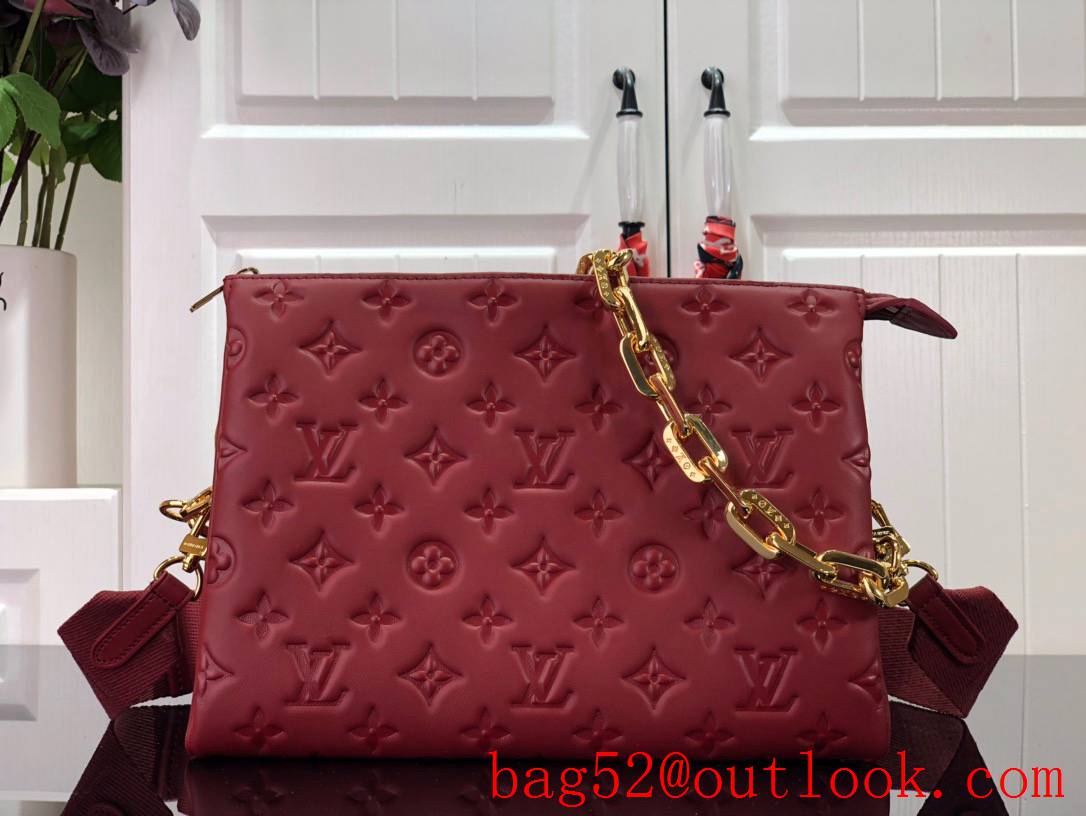 Louis Vuitton LV Monogram Lambskin Leather Coussin Small Bag Handbag M59275 Wine