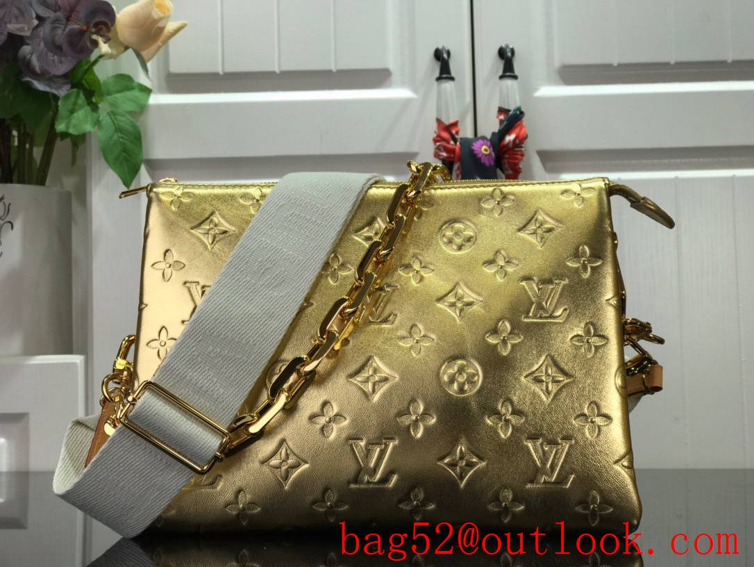 Louis Vuitton LV Monogram Lambskin Leather Coussin Small Bag Handbag M59278 Gold