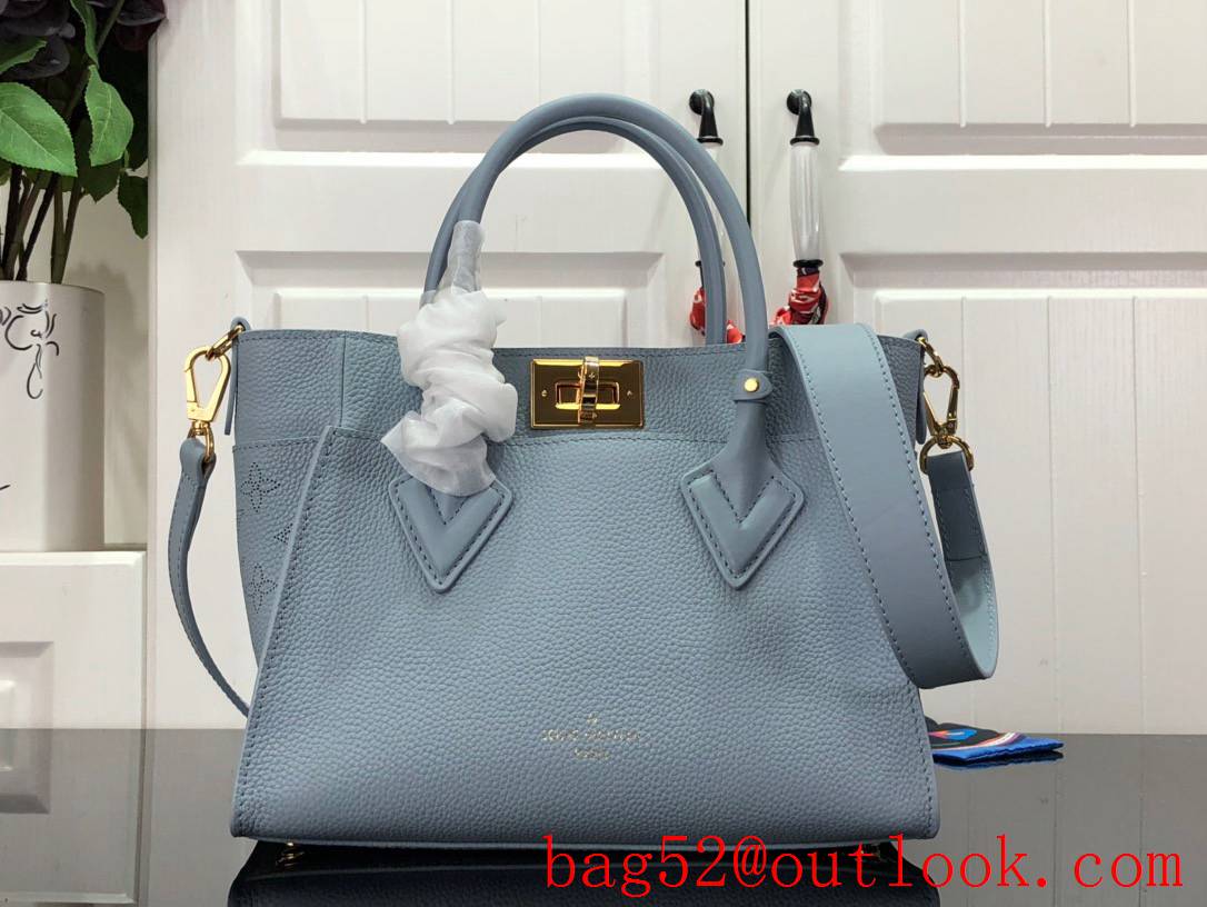 Louis Vuitton LV Monogram Calf Leather On My Side Small Tote Bag Handbag M57728 Blue