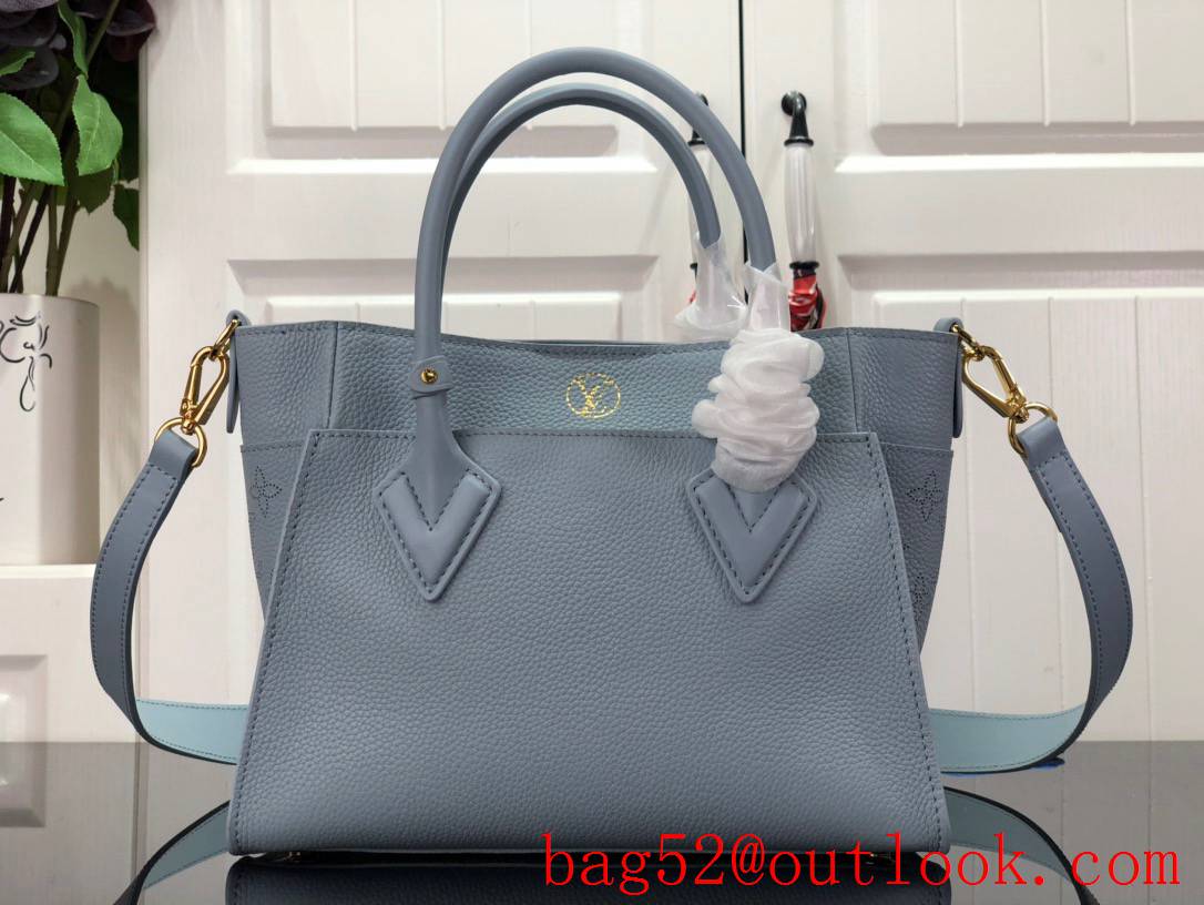 Louis Vuitton LV Monogram Calf Leather On My Side Small Tote Bag Handbag M57728 Blue