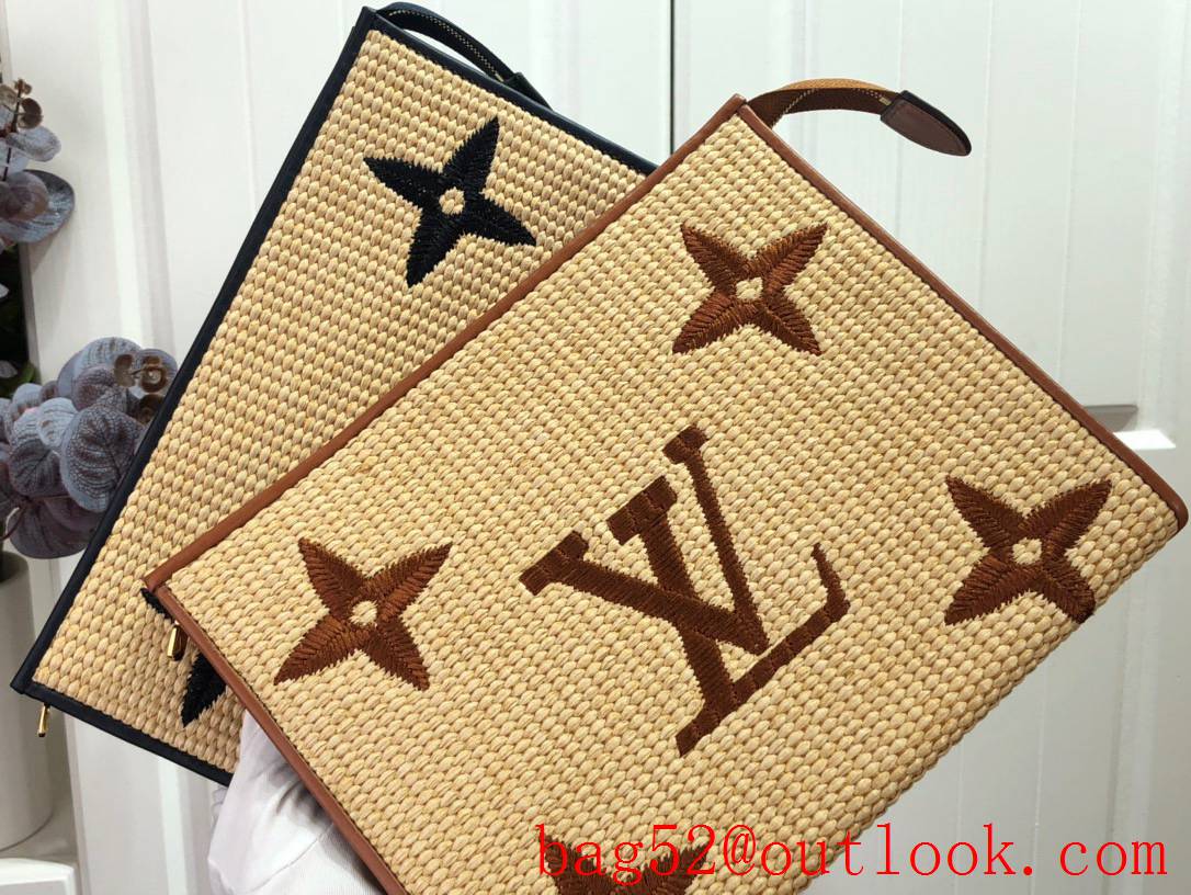 Louis Vuitton LV Monogram Raffia Poche Toilette 26 Pouch Clutch Bag Handbag M80352 Brown