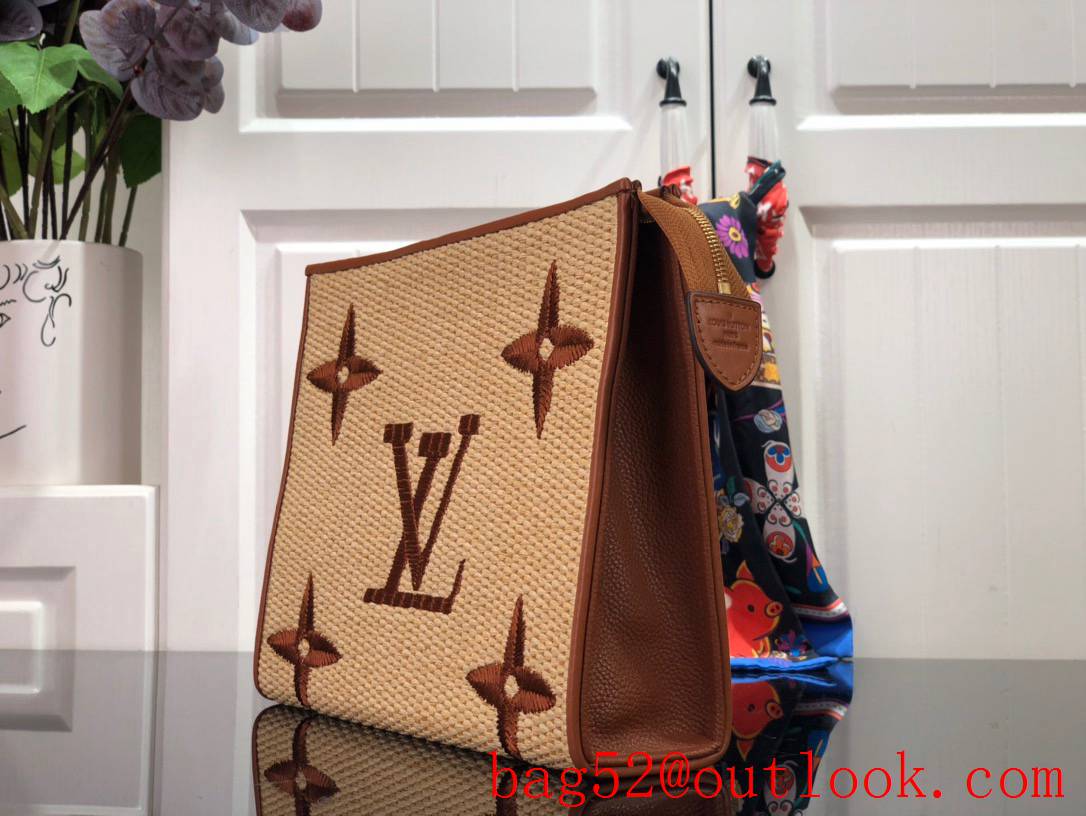 Louis Vuitton LV Monogram Raffia Poche Toilette 26 Pouch Clutch Bag Handbag M80352 Brown