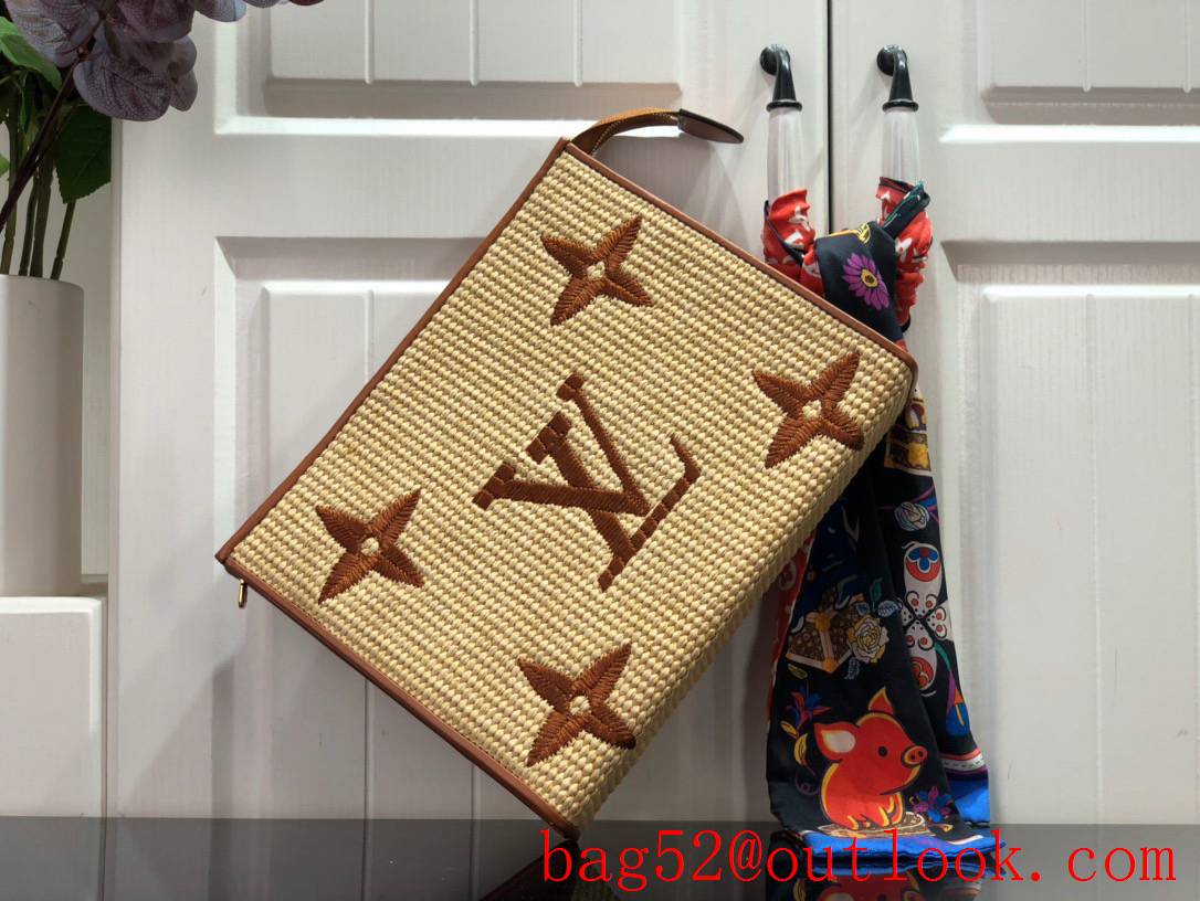 Louis Vuitton LV Monogram Raffia Poche Toilette 26 Pouch Clutch Bag Handbag M80352 Brown