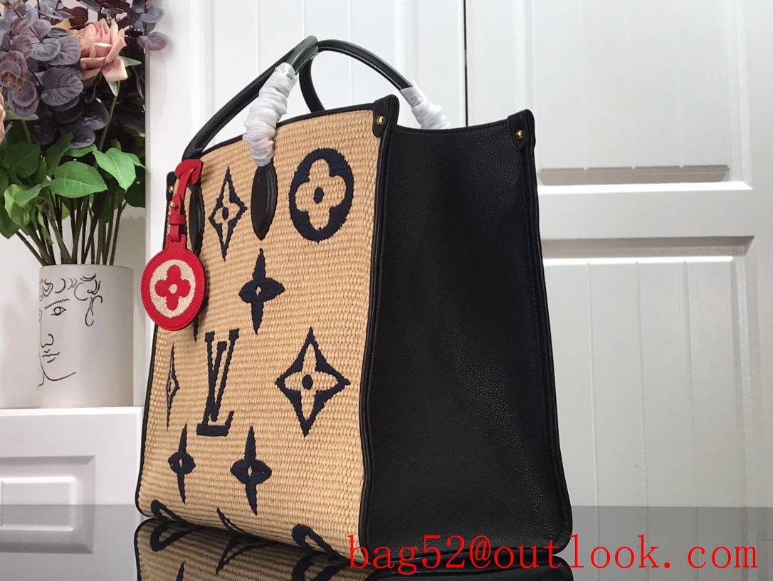 Louis Vuitton LV Monogram Raffia Onthego Large Tote Bag Handbag M57644 Black