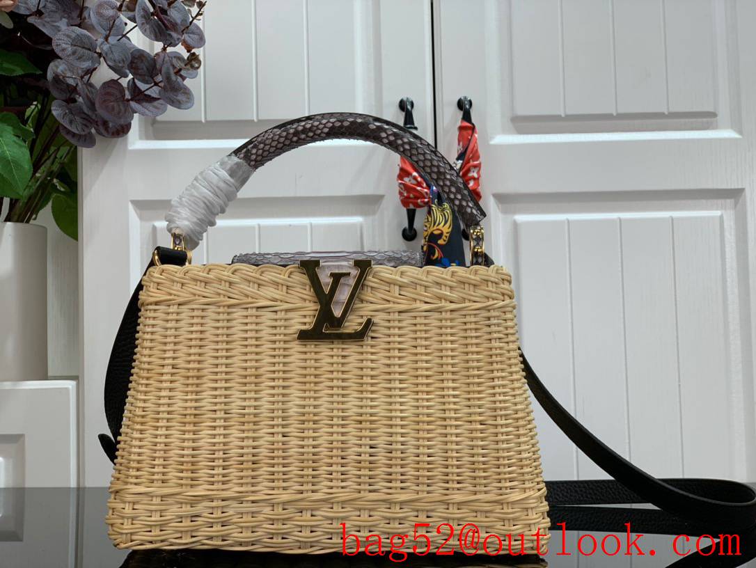 Louis Vuitton LV Weaving Capucines BB Tote Bag Handbag with Python Handle M94519 Black