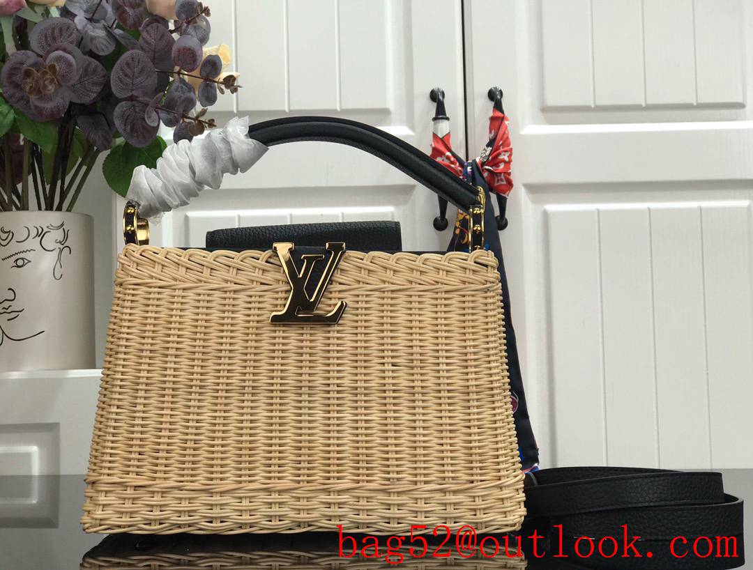 Louis Vuitton LV Weaving Capucines BB Tote Bag Handbag with Leather Handle M55011 Black