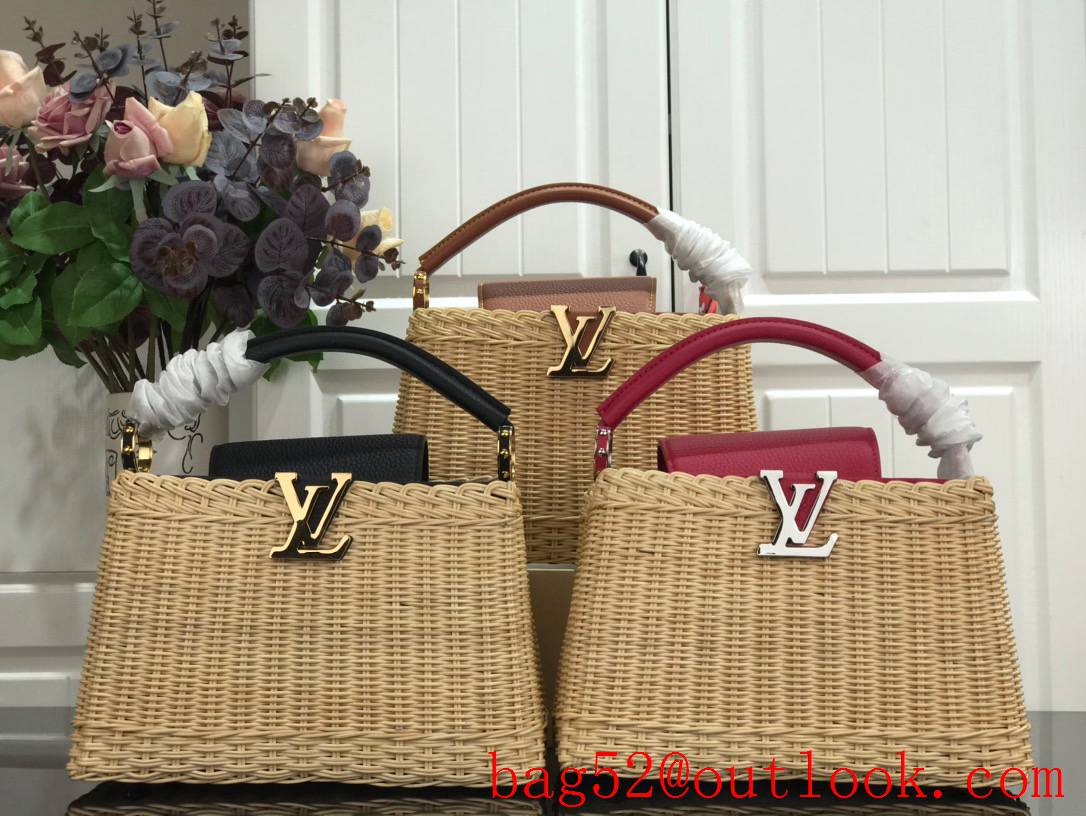 Louis Vuitton LV Weaving Capucines BB Tote Bag Handbag with Leather Handle M55011 Black