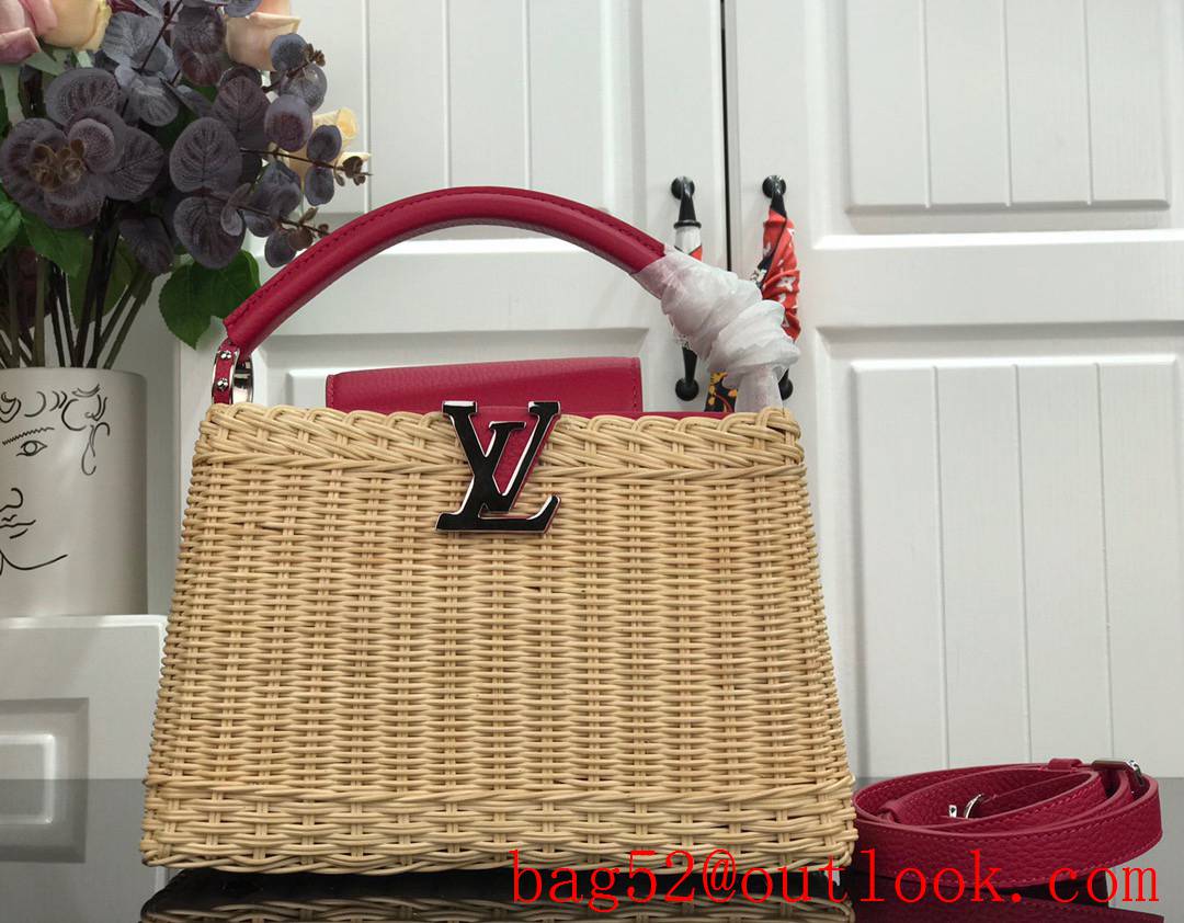 Louis Vuitton LV Weaving Capucines BB Tote Bag Handbag with Leather Handle M55011 Red