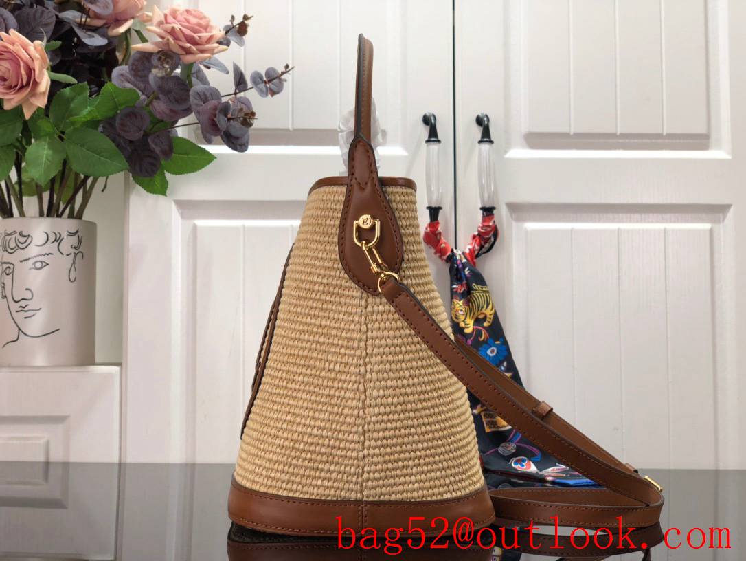 Louis Vuitton LV Raffia Saint Jacques Petit Bucket Bag Handbag M59962 Brown