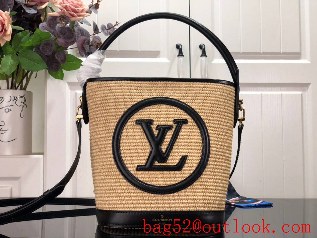 Louis Vuitton LV Raffia Saint Jacques Petit Bucket Bag Handbag M59961 Black