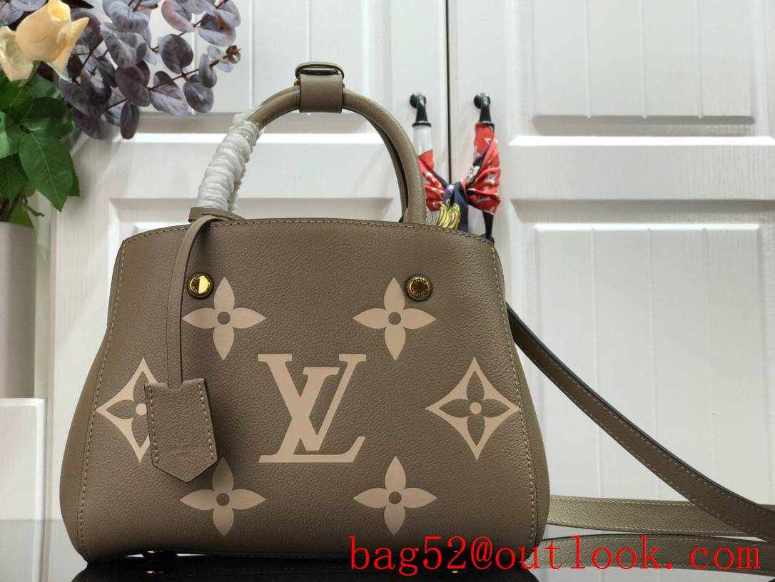 Louis Vuitton LV Monogram Empreinte Leather Montaigne BB Tote Bag Handbag M41053 Apricot