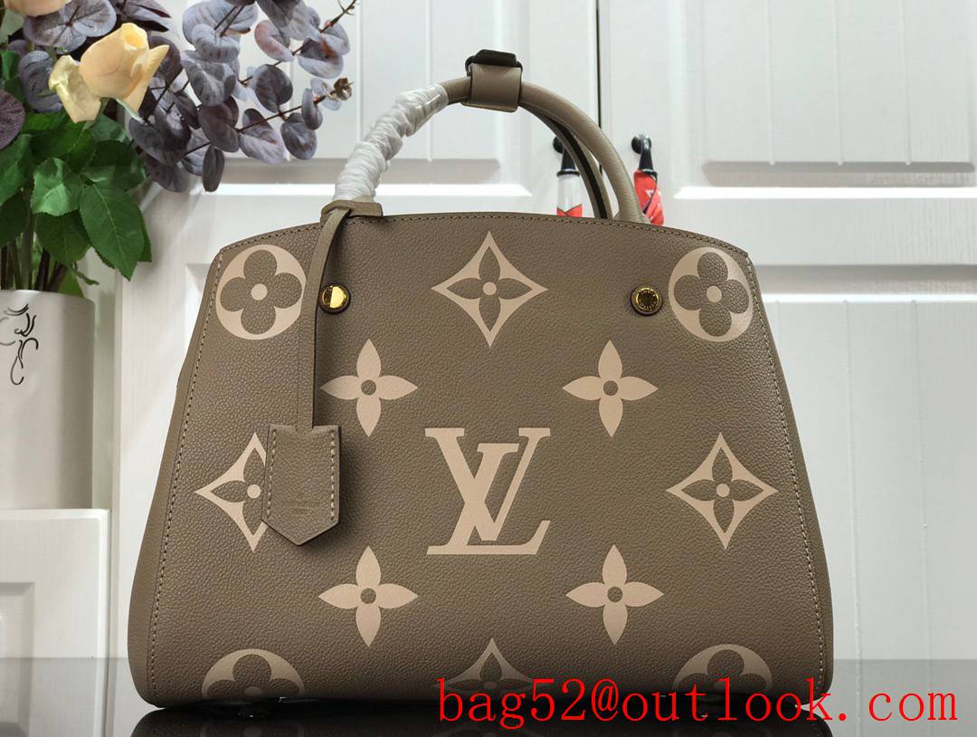 Louis Vuitton LV Monogram Empreinte Leather Montaigne Medium Tote Bag Handbag M41048 Apricot