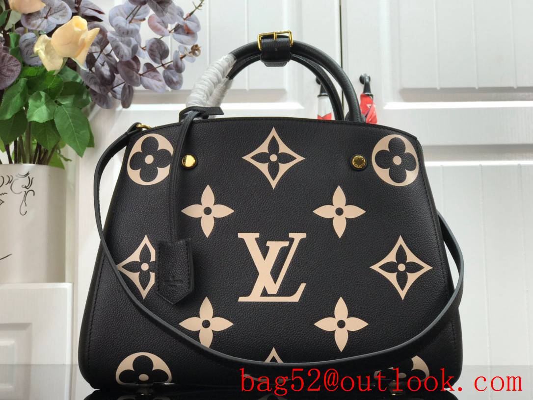 Louis Vuitton LV Monogram Empreinte Leather Montaigne Medium Tote Bag Handbag M41048 Black