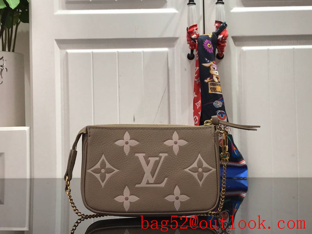 Louis Vuitton LV Monogram Leather Mini Pochette Accessories Pouch Bag Handbag M80501 Apricot