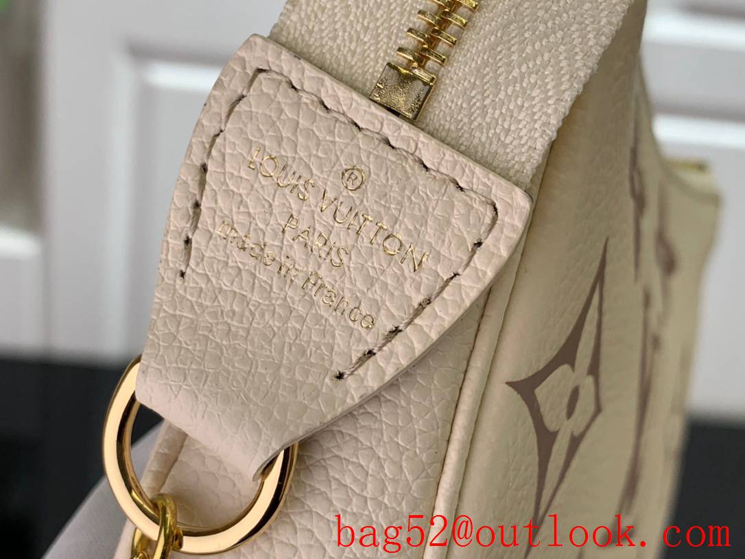 Louis Vuitton LV Monogram Leather Mini Pochette Accessories Pouch Bag Handbag M80501 Cream