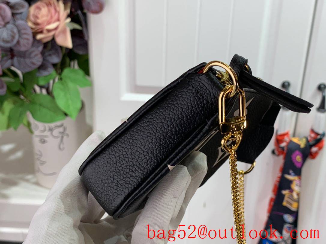 Louis Vuitton LV Monogram Leather Mini Pochette Accessories Pouch Bag Handbag M80501 Black