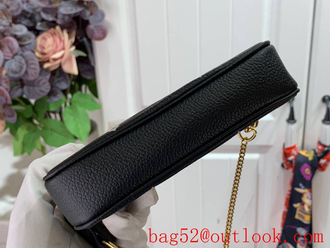 Louis Vuitton LV Monogram Leather Mini Pochette Accessories Pouch Bag Handbag M80501 Black