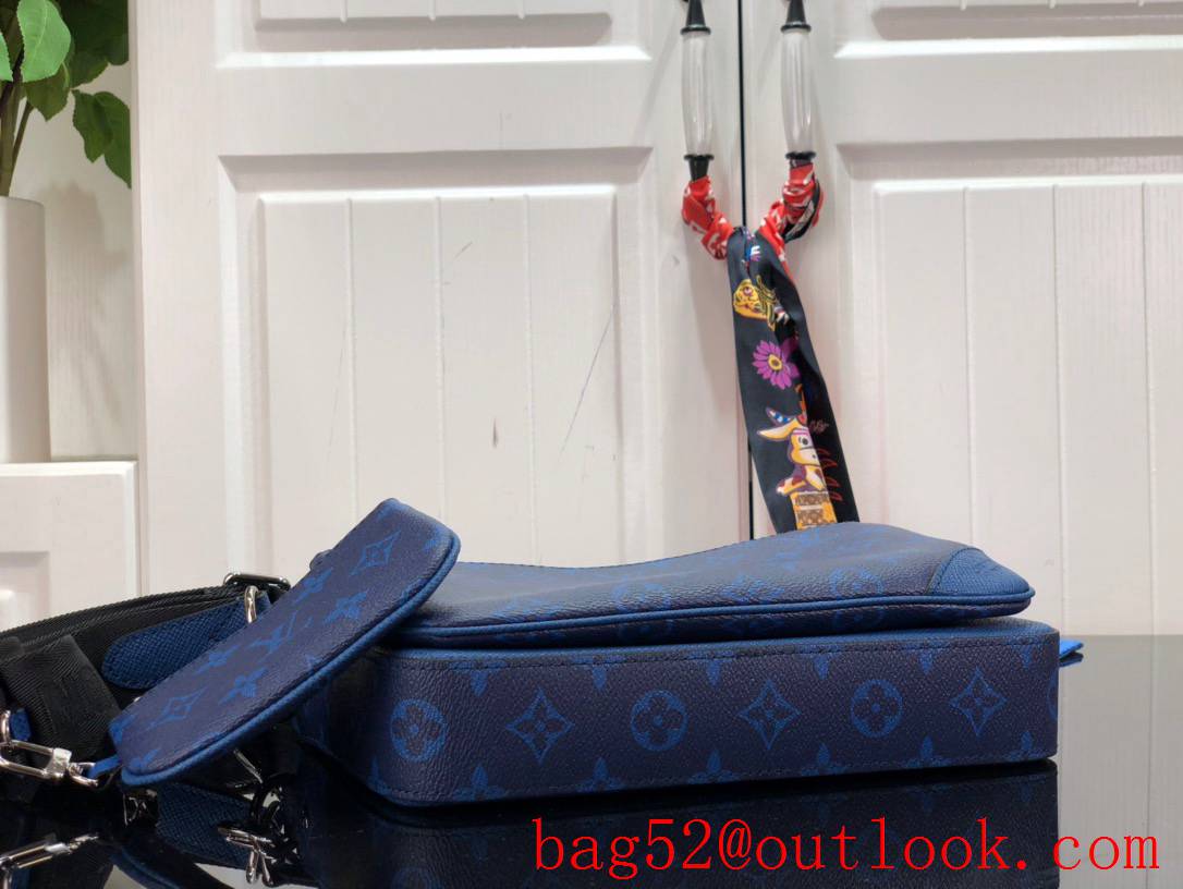 Louis Vuitton LV Men Trio Messenger Bag with Monogram Canvas M30848 Blue