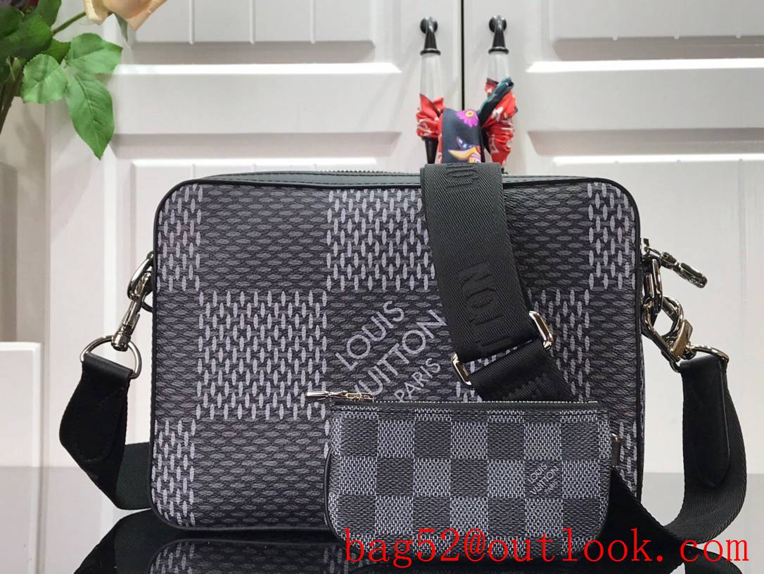 Louis Vuitton LV Men Trio Messenger Bag with Damier Graphite Canvas N50017 Black