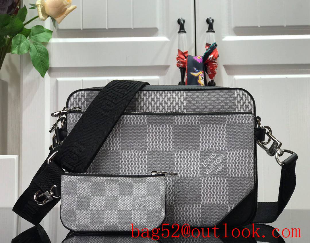 Louis Vuitton LV Men Trio Messenger Bag with Damier Graphite Canvas N50017 Gray