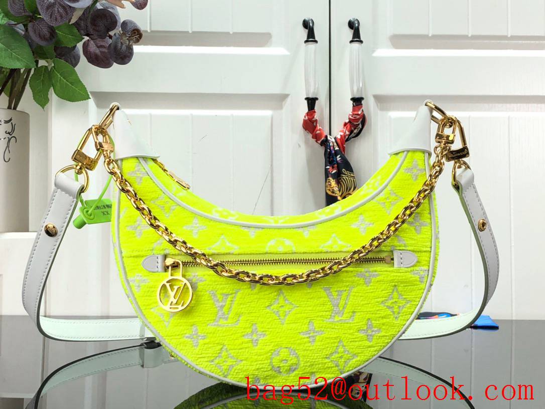 Louis Vuitton LV Monogram Velvet Loop Shoulder Bag Handbag M81484 Lemon Yellow