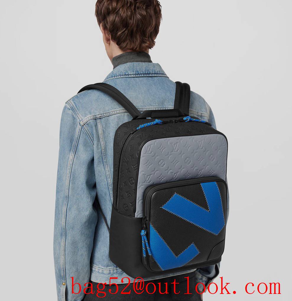 Louis Vuitton LV Men Dean Backpack Bag with Monogram Taurillon Leather M59924 Blue