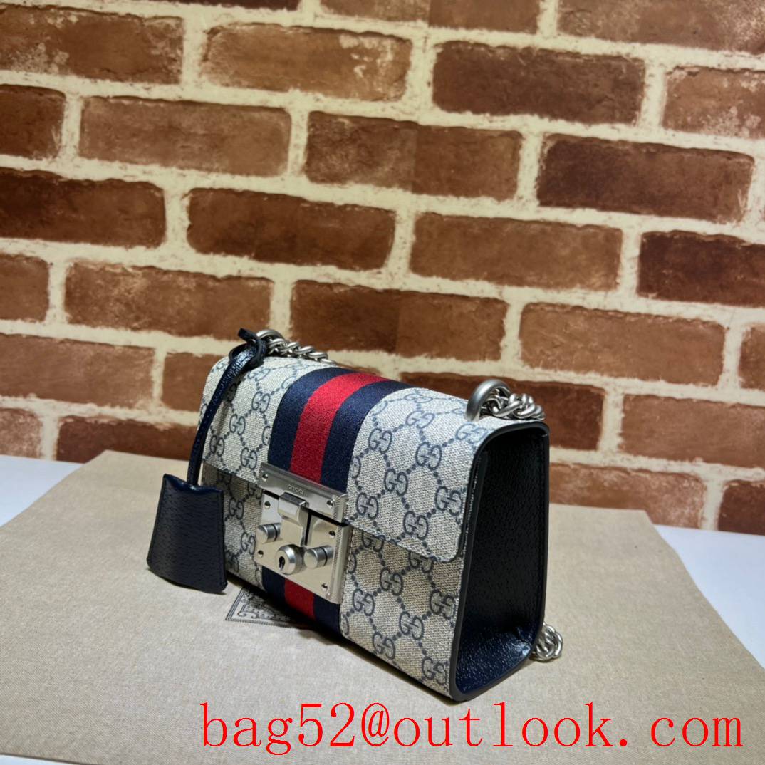 Gucci Padlock Small GG Shoulder blue sliver Chain handbag bag