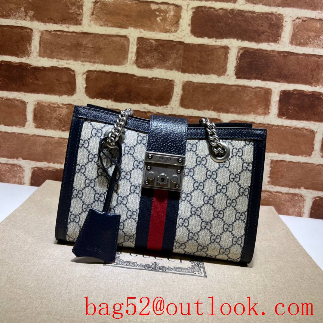Gucci black with stripes Padlock Small GG Shoulder handbag bag