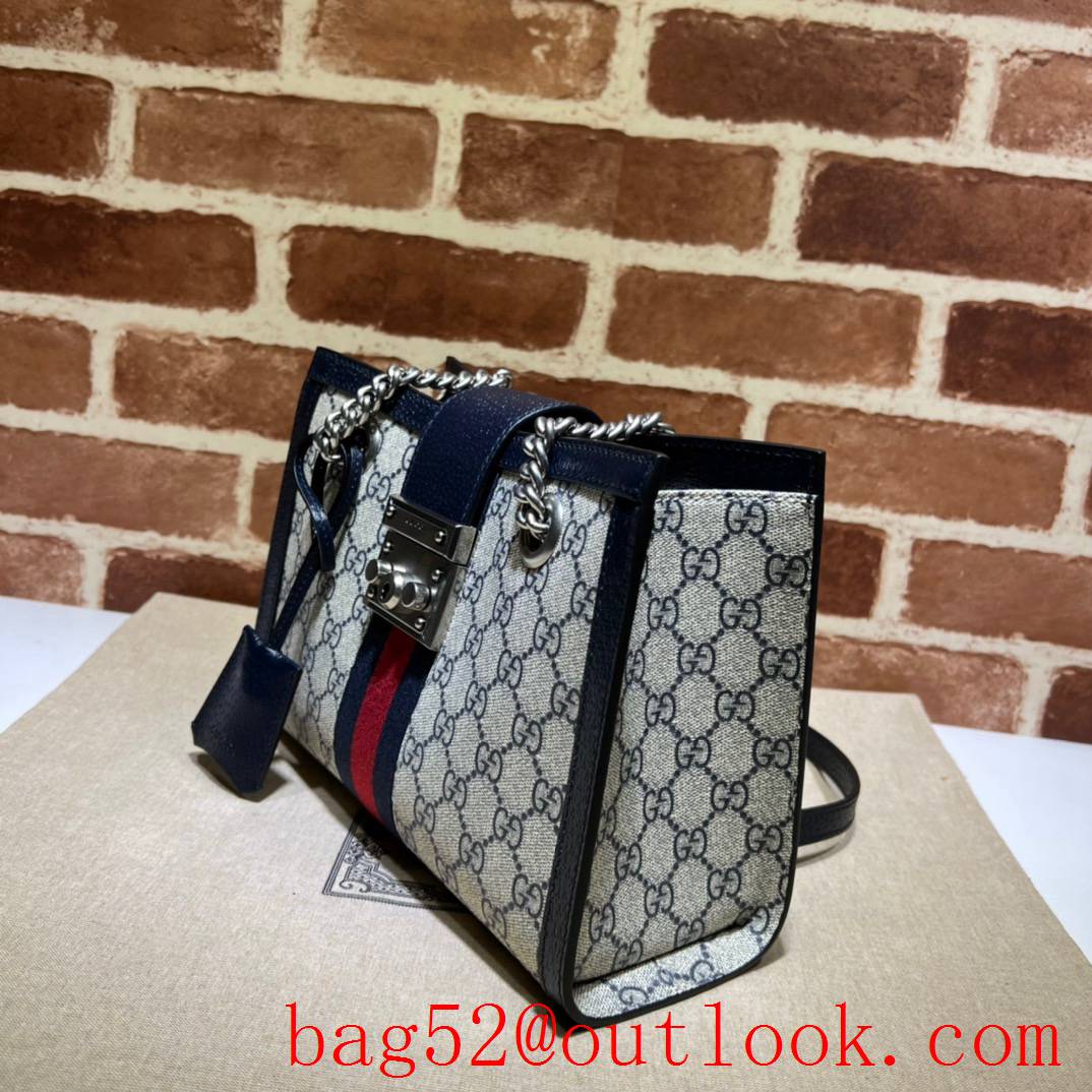 Gucci black with stripes Padlock Small GG Shoulder handbag bag