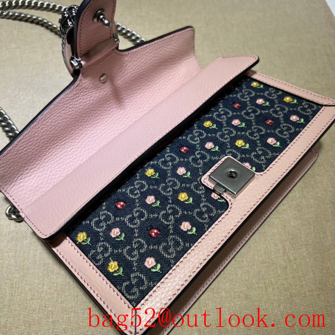 Gucci pink with blue Dionysus Small GG Shoulder handbag bag