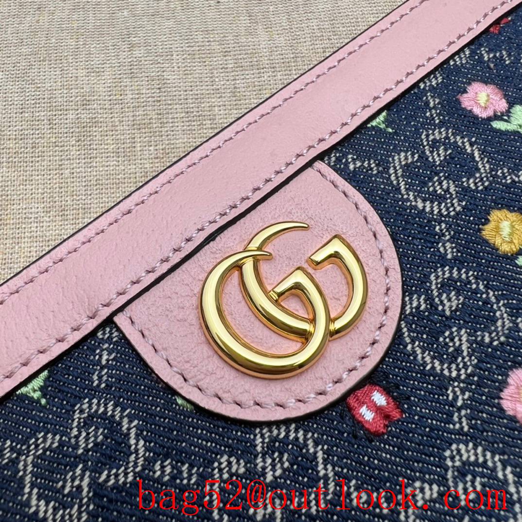 Gucci Ophidia Collection Full Zip Wallet pink with blue purse card holder