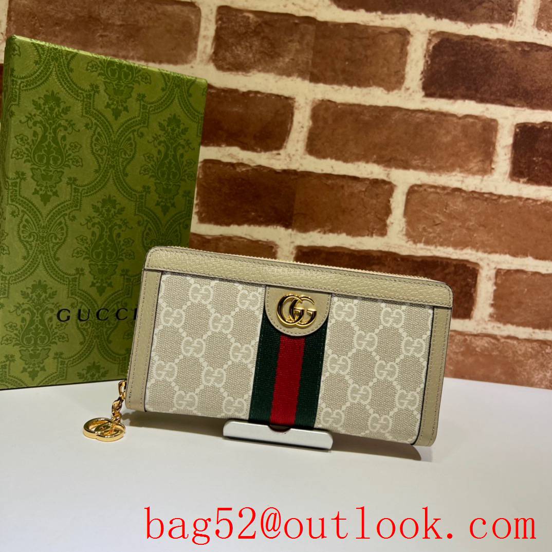 Gucci white Ophidia Collection GG Full Zip Wallet clutch