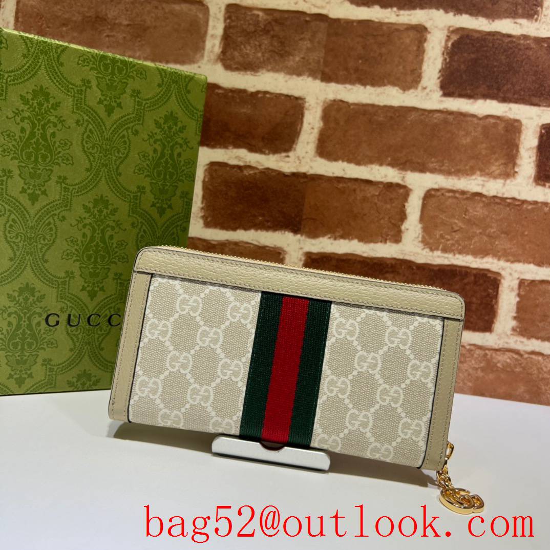 Gucci white Ophidia Collection GG Full Zip Wallet clutch