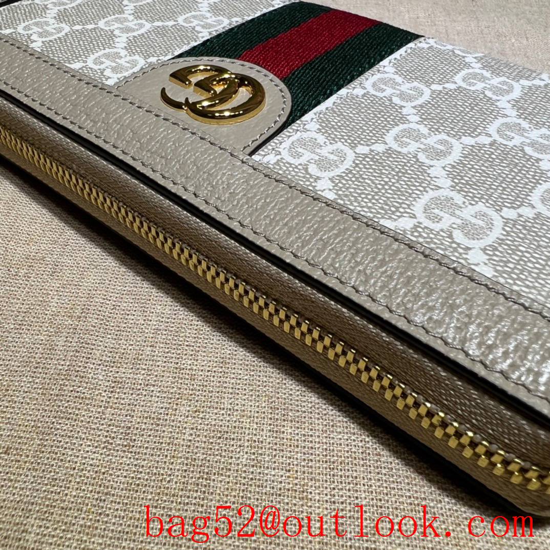 Gucci white Ophidia Collection GG Full Zip Wallet clutch