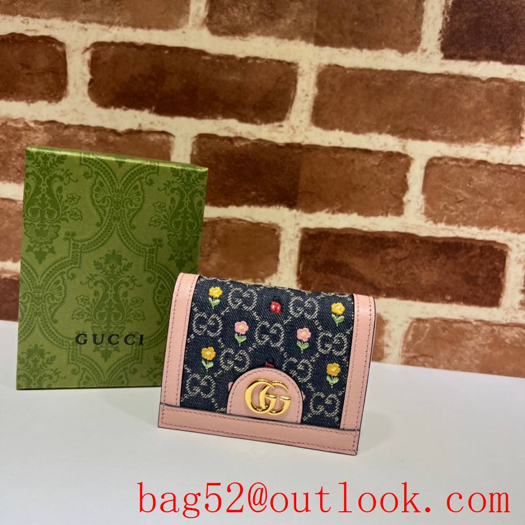 Gucci Ophidia series card holder purse pink with blue wallet