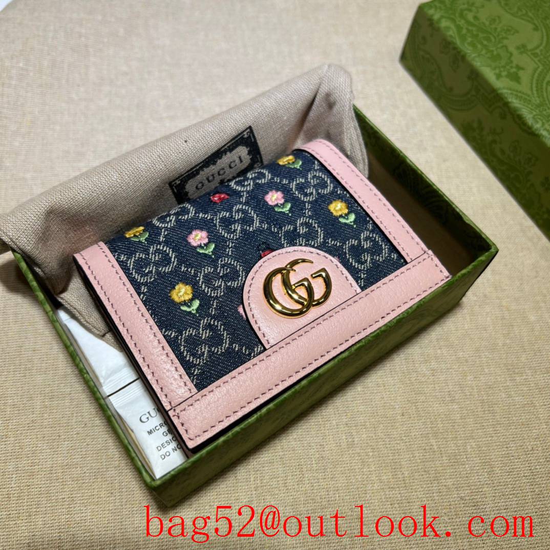 Gucci Ophidia series card holder purse pink with blue wallet