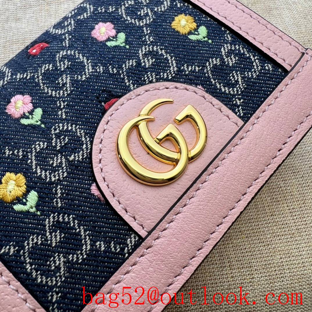 Gucci Ophidia series card holder purse pink with blue wallet