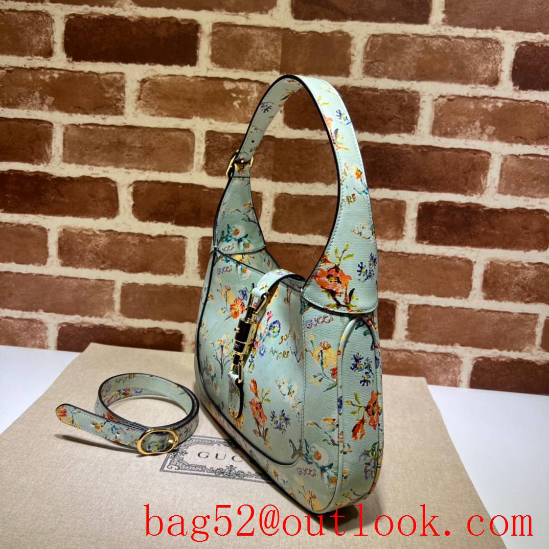 Gucci green Jackie 1961 Small handbag bag with flower