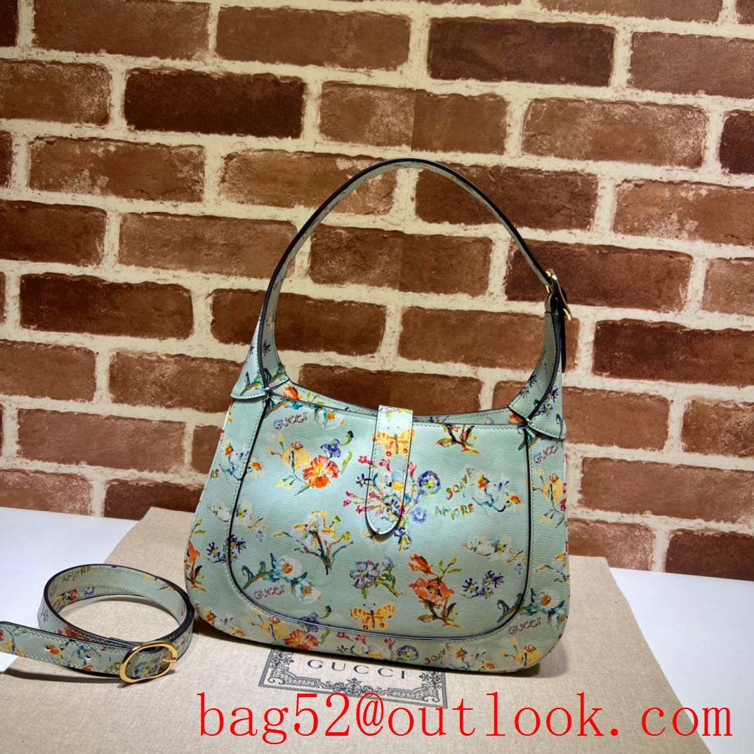 Gucci green Jackie 1961 Small handbag bag with flower