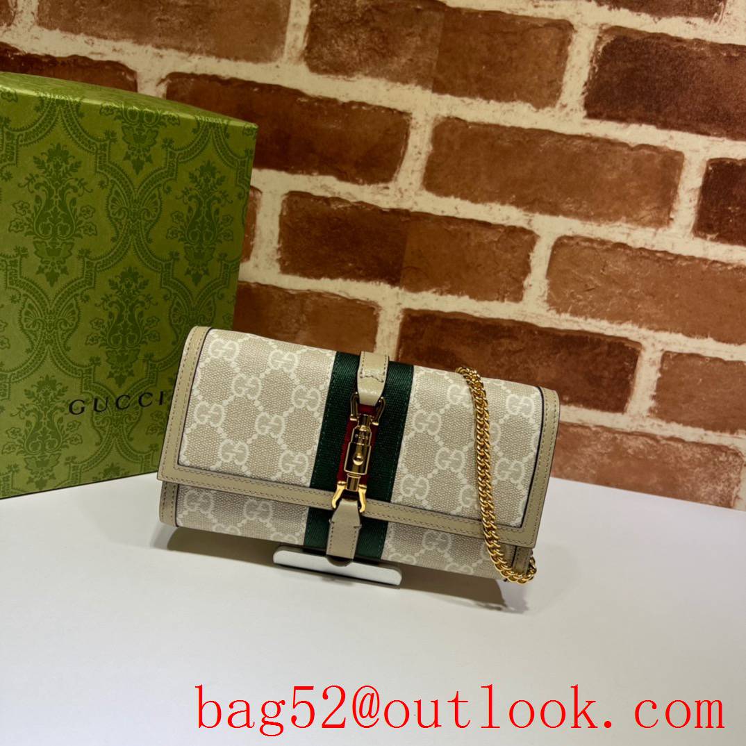 Gucci Jackie 1961 Collection GG Chain white shoulder crossbody Wallet handbag bag