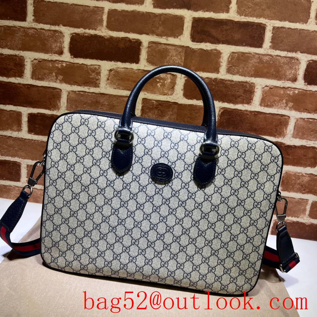 Gucci navy blue Interlocking Double G Business handbag bag