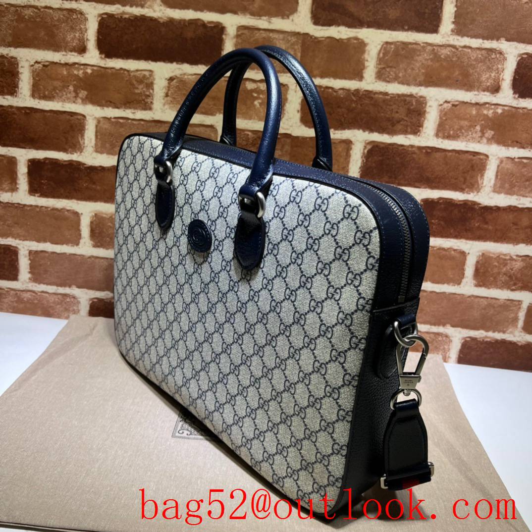 Gucci navy blue Interlocking Double G Business handbag bag