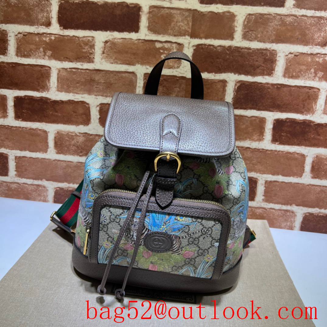 Gucci coffee with flower print GG Retro men Backpack handbag bag