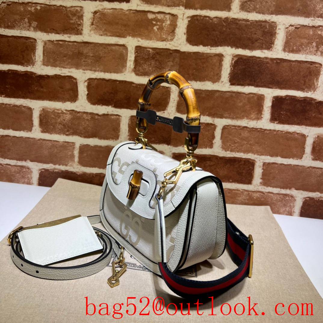 Gucci white Bamboo 1947 Small Bamboo handbag bag