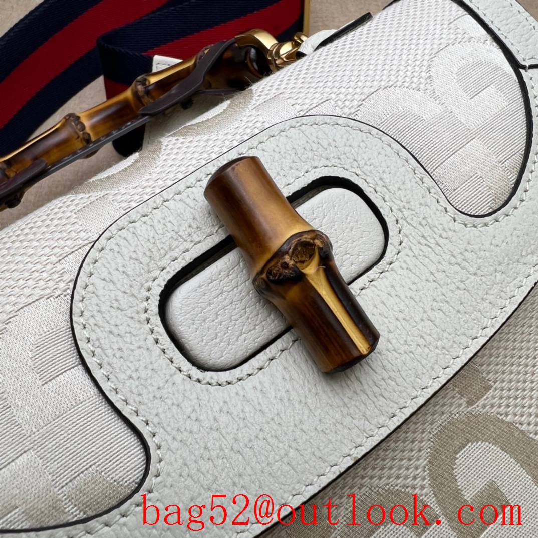 Gucci white Bamboo 1947 Small Bamboo handbag bag